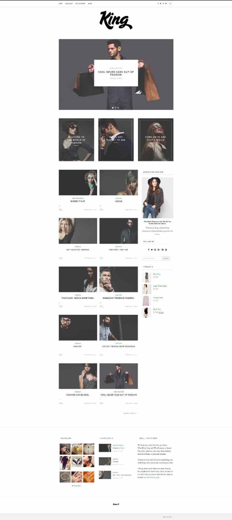 king wordpress free fashion blog and ecommerce theme