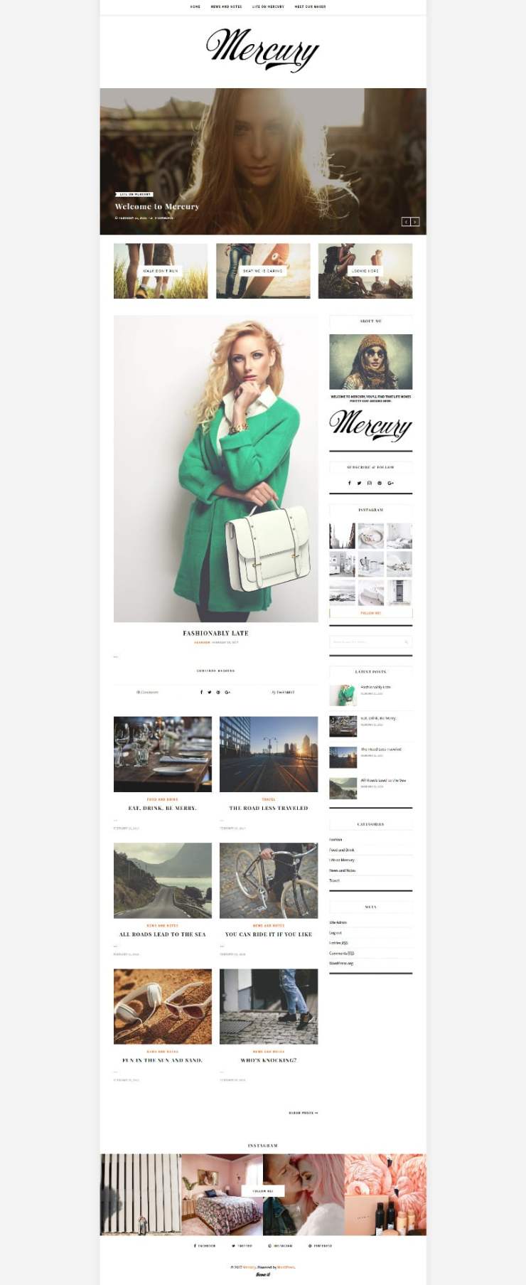 mercury wordpress blog theme free