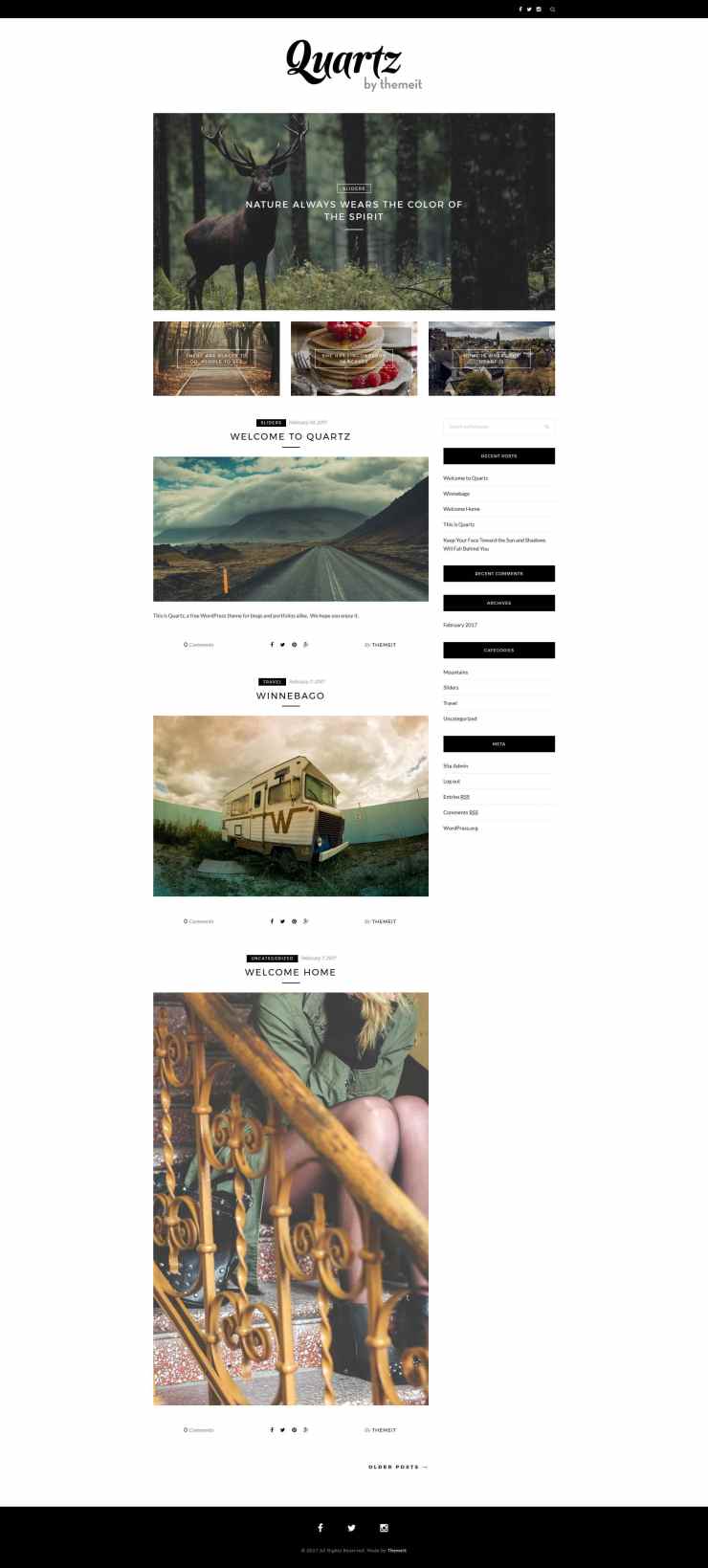 quartz wordpress theme free blog