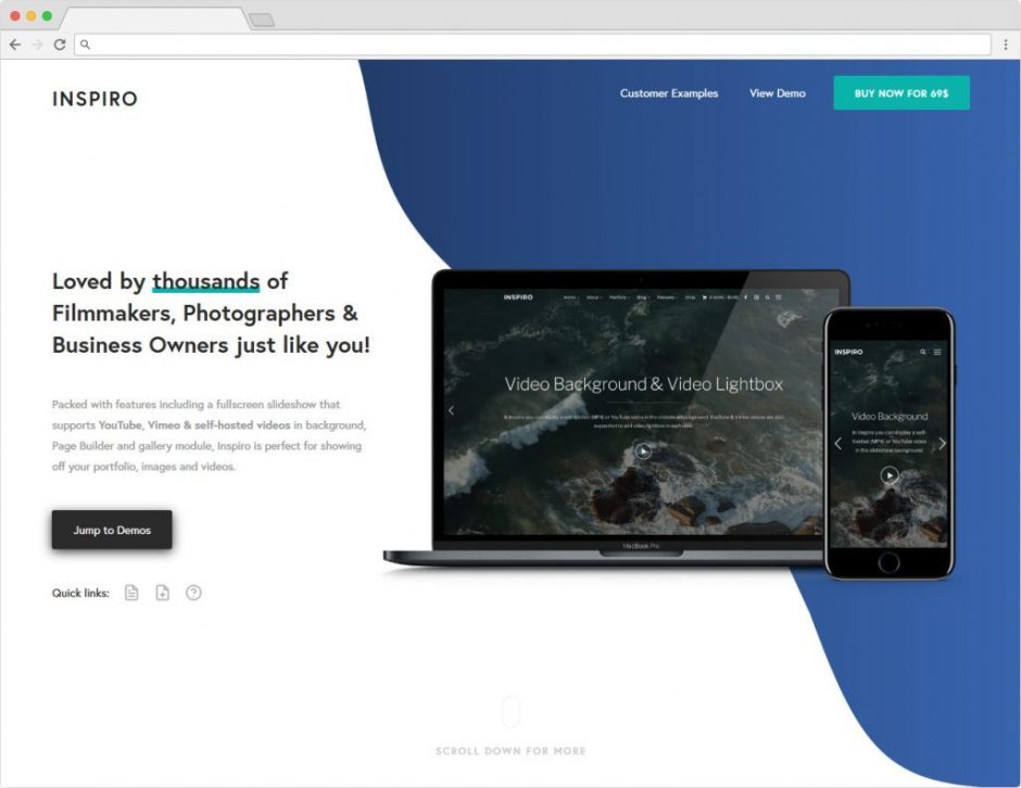 Inspiro Artistic Video Blogging WordPress Theme