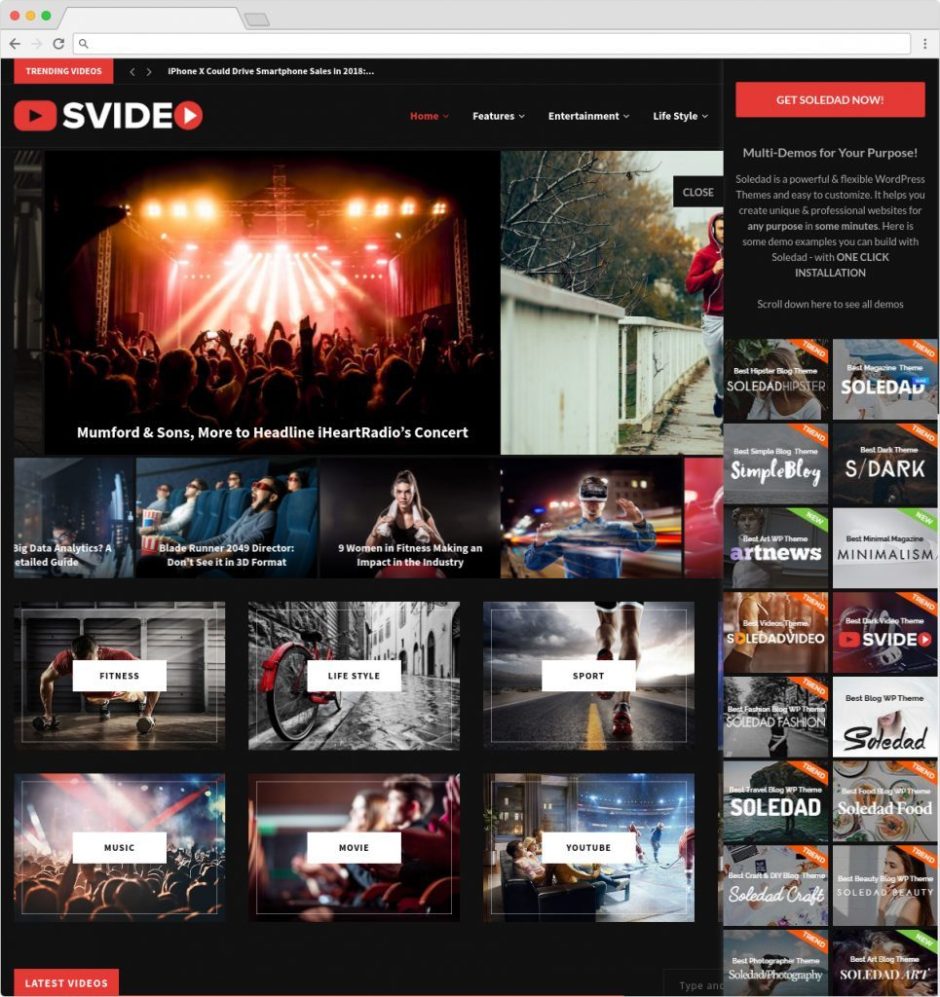 Soledad Video Magazine WordPress Theme