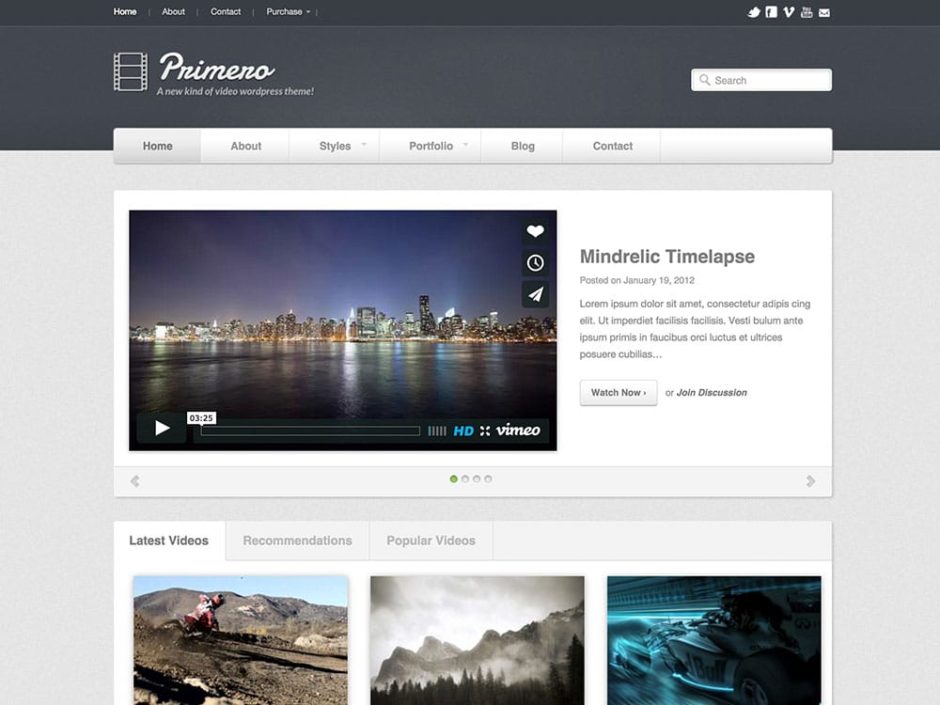 Primero Dated Looking Video WordPress Theme